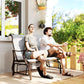 Garden Double Gliding Chair, Patio Glider Armchair for Outdoor, Backyard Mesh Seat and Backrest, Steel Frame, Dark Grey