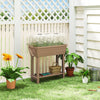 41L Self Watering Raised Garden Bed w/ Ventilation Transparent Lid Greenhouse, Planter Box w/ Storage Shelf, Brown