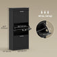 Slim Shoe Cabinet with 3 Flip Drawers and Adjustable Shelves, Narrow Shoe Cabinet for 15 Pairs of Shoes, Black