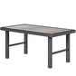 Outdoor Side Table with SPC Woodgrain Tabletop, Metal Patio Coffee Table for Outside Garden, Distressed Grey