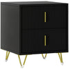 2-Drawer Nightstand with Metal Legs - Black