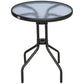 24" Patio Table Round Tempered Glass Top Outdoor Dining Steel Frame Backyard