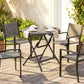 Foldable Round Patio Table for 4, Outdoor Dining Table with HDPE Tabletop and Steel Frame, Dark Grey