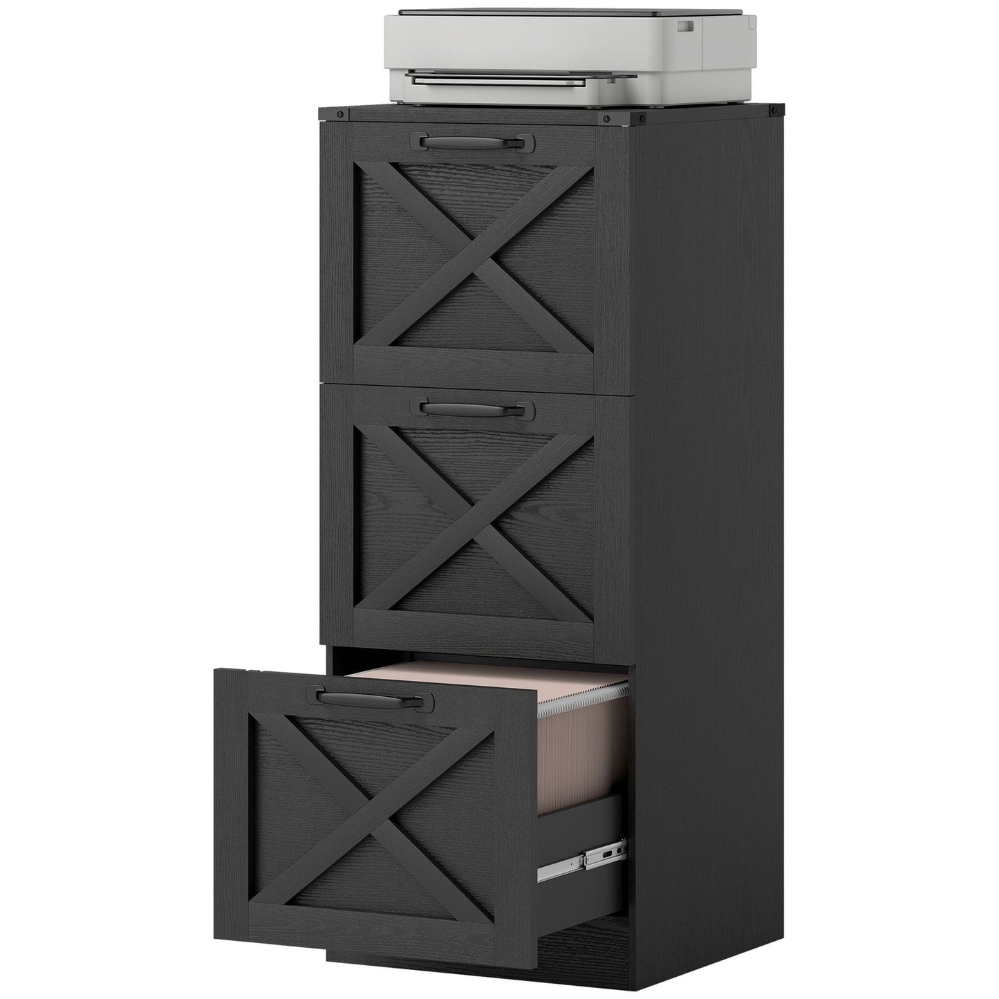 3-Drawer Vertical Filing Cabinet - Black