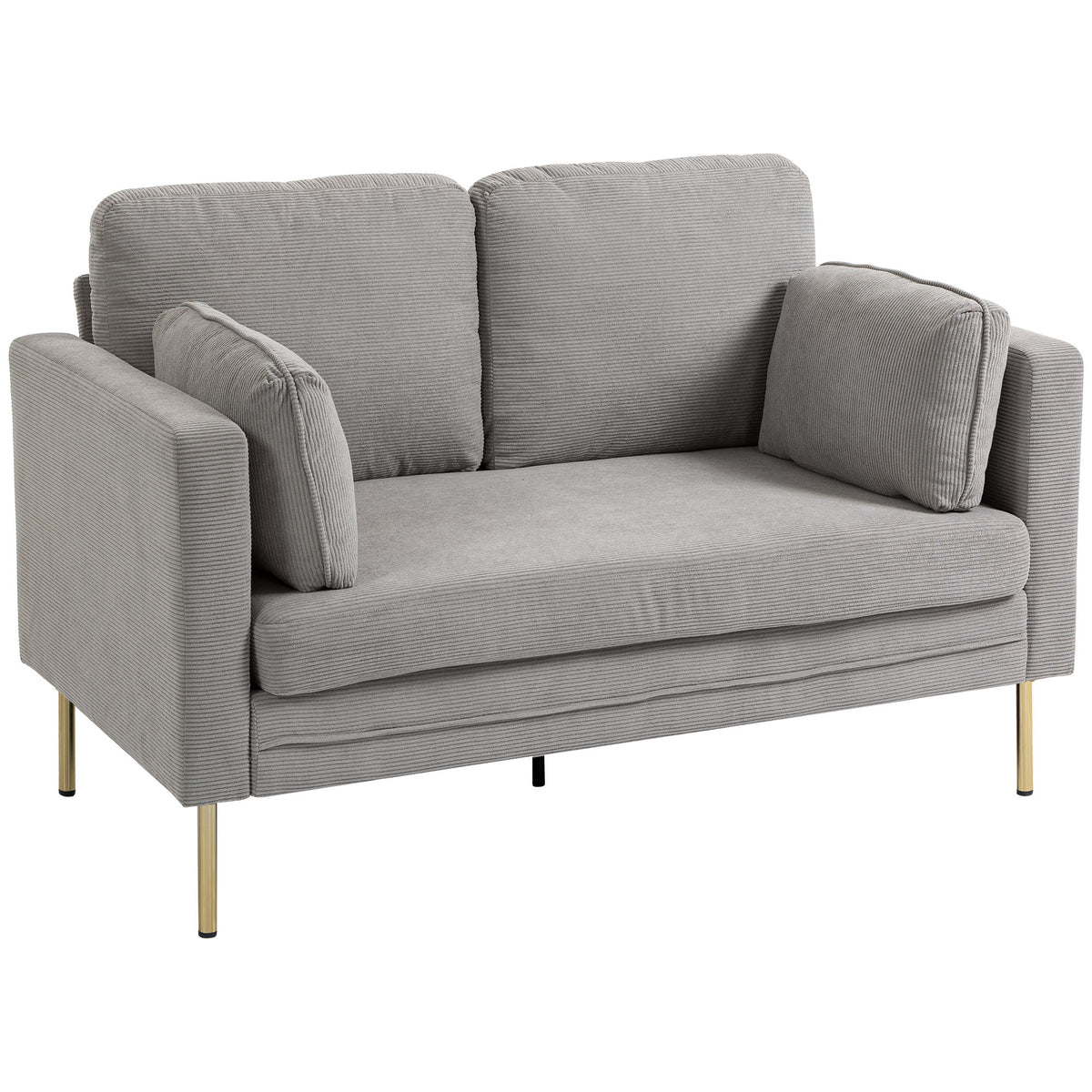 Loveseat Sofa, 55" Small Sofa Couch with 2 Pillows, Metal Legs for Living Room, Bedroom, Apartment, Grey