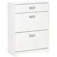 Narrow Shoe Storage with Drawer, 2 Flip Doors and Adjustable Shelves, Shoe Cabinet for 16 Pairs of Shoes, White