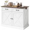 Kitchen Island Sideboard with 2 Drawers - White