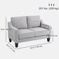 Loveseat Sofa, Modern Couch with Pocket Spring, Linen Upholstered, Thick Padded, Light Grey