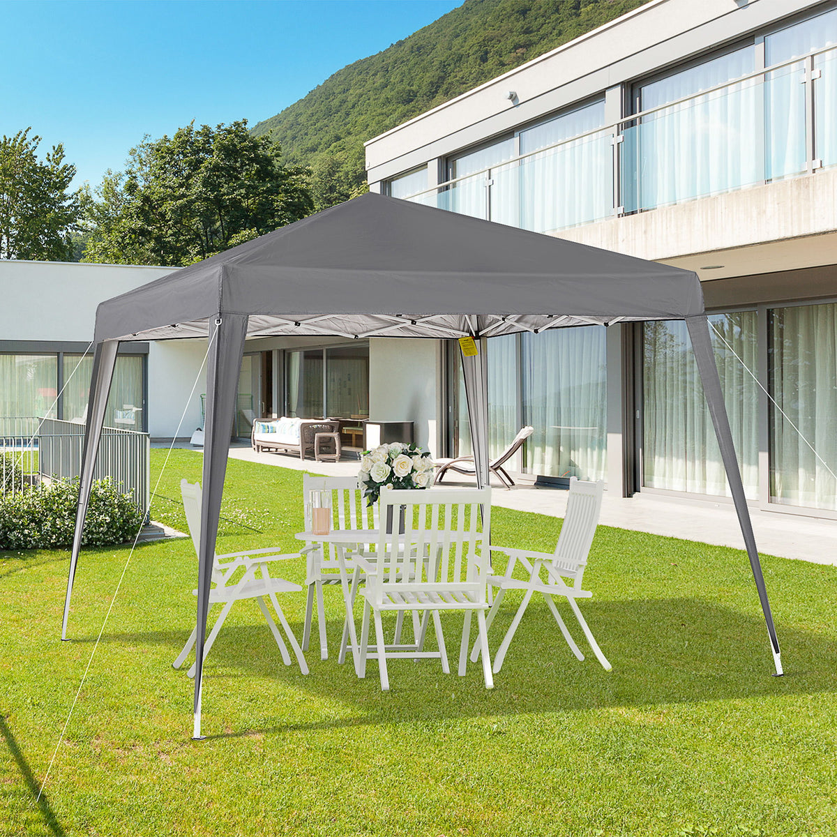 8' x 8' Pop Up Canopy, Outdoor Folding Tent, Portable Party Tent with Carrying Bag for Camping, Party, Picnic, Grey