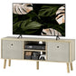 Modern TV Stand Cabinet with Foldable Drawers and Shelves for Living Room, Bedroom, Natural
