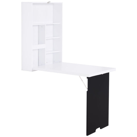 Wall-Mounted Fold-Out Desk - White and Black