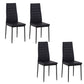 Set of 4 High-Back Upholstered Dining Chairs - Black