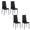 Set of 4 High-Back Upholstered Dining Chairs - Black