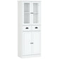 61" Kitchen Pantry Cabinet with Glass Doors - White