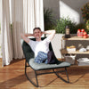 Outdoor Patio Rocking Chair with Cushion, Steel Frame Balcony Chair with Mesh Deep Seat for Porch, Garden, Grey