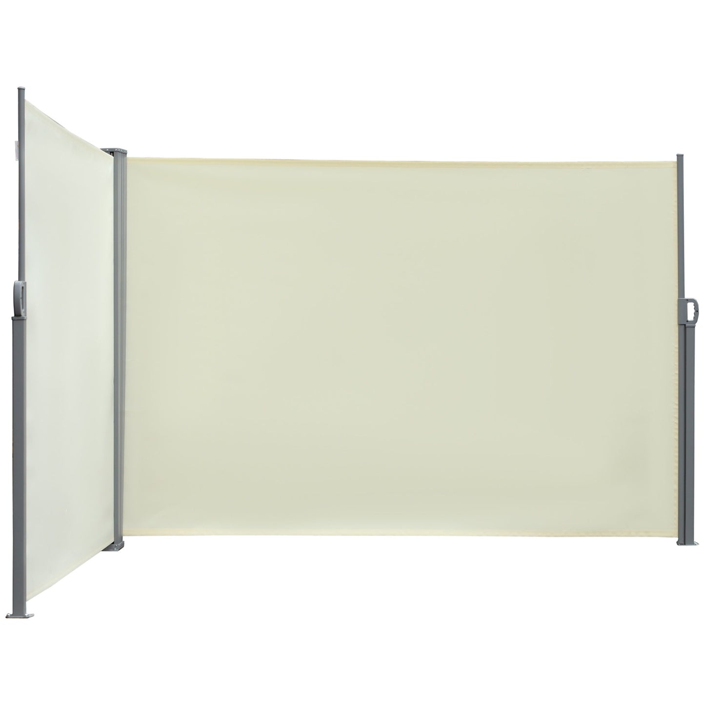 236" x 63" Outdoor Privacy Wall, Double Retractable Side Awning, Patio Screen for Garden, Balcony, Backyard, Cream White