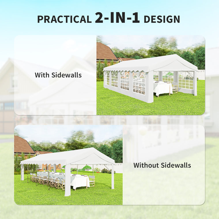 13' x 26' White Heavy Duty Party Tent Carport with Sidewalls