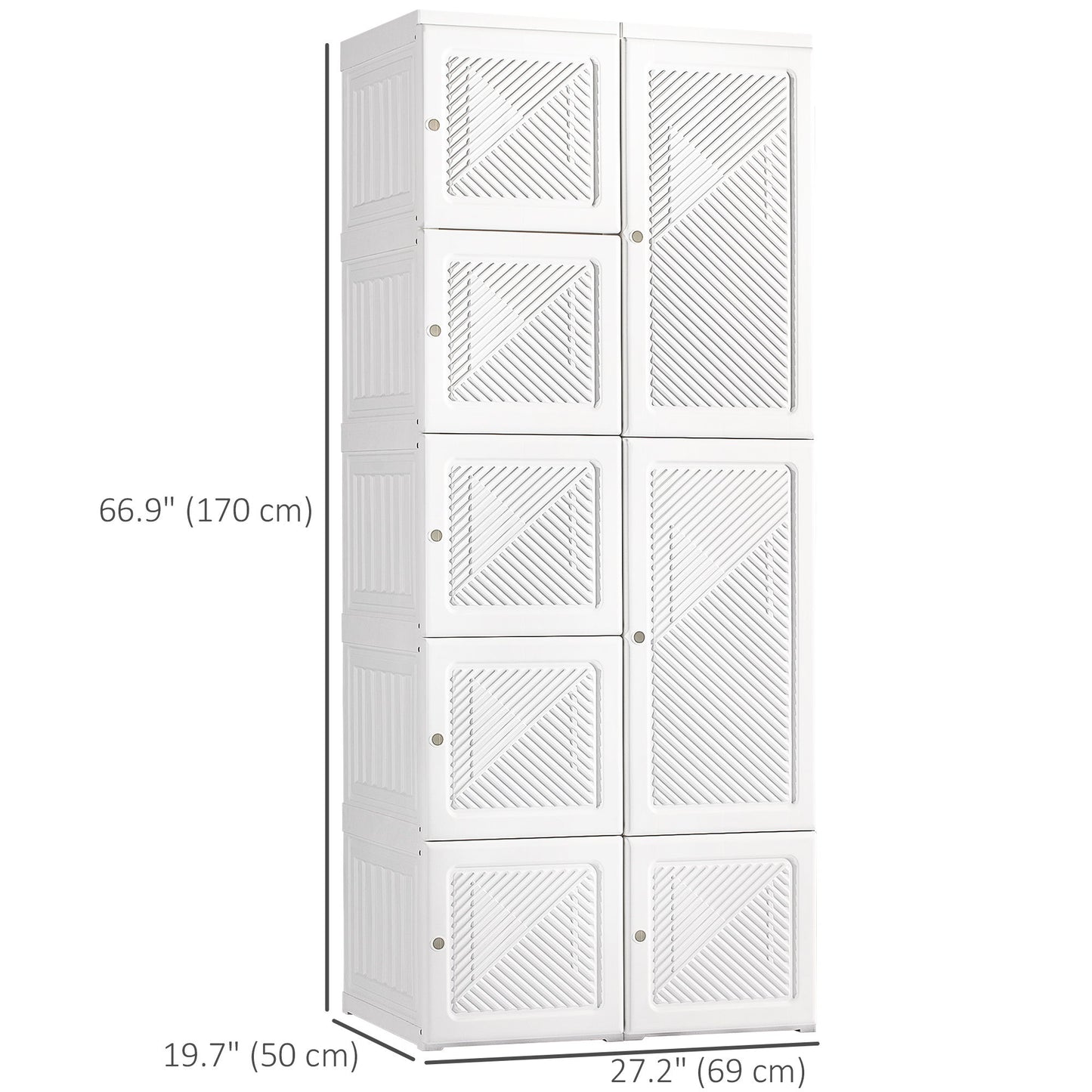 Portable Wardrobe Closet, Folding Bedroom Wardrobe, Clothes Storage Organizer with Cube Compartments, White