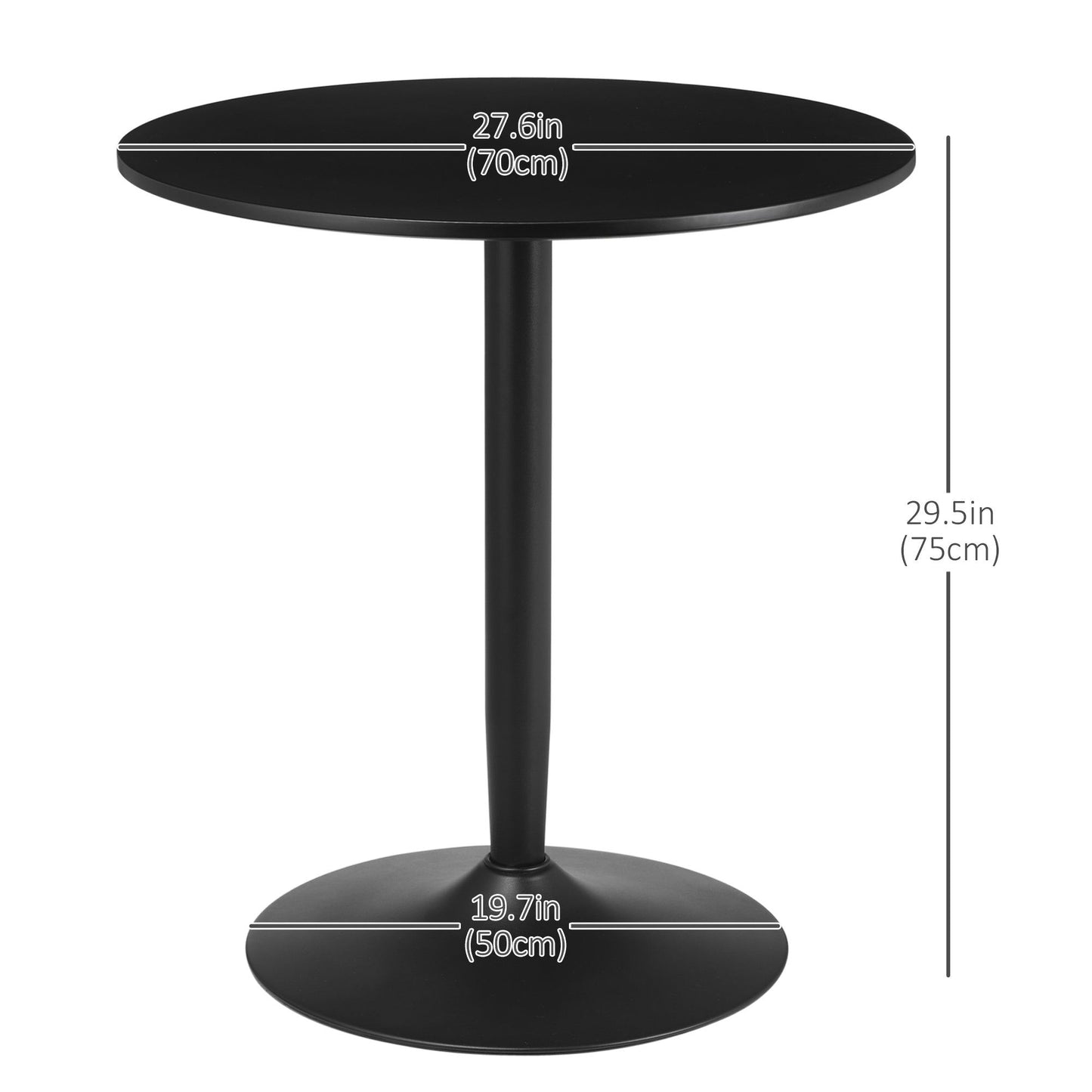 Round Dining Table with Steel Base - Black