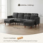 Sectional Sofa, Corduroy U Shaped Couch with Double Chaise and Spring Cushions, 2200lb Capacity, Dark Grey