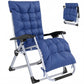 Reclining Zero Gravity Chair with Adjustable Backrest, Folding Garden Sun Lounger, Outdoor Recliner with Removable Cushion and Headrest, Dark Blue
