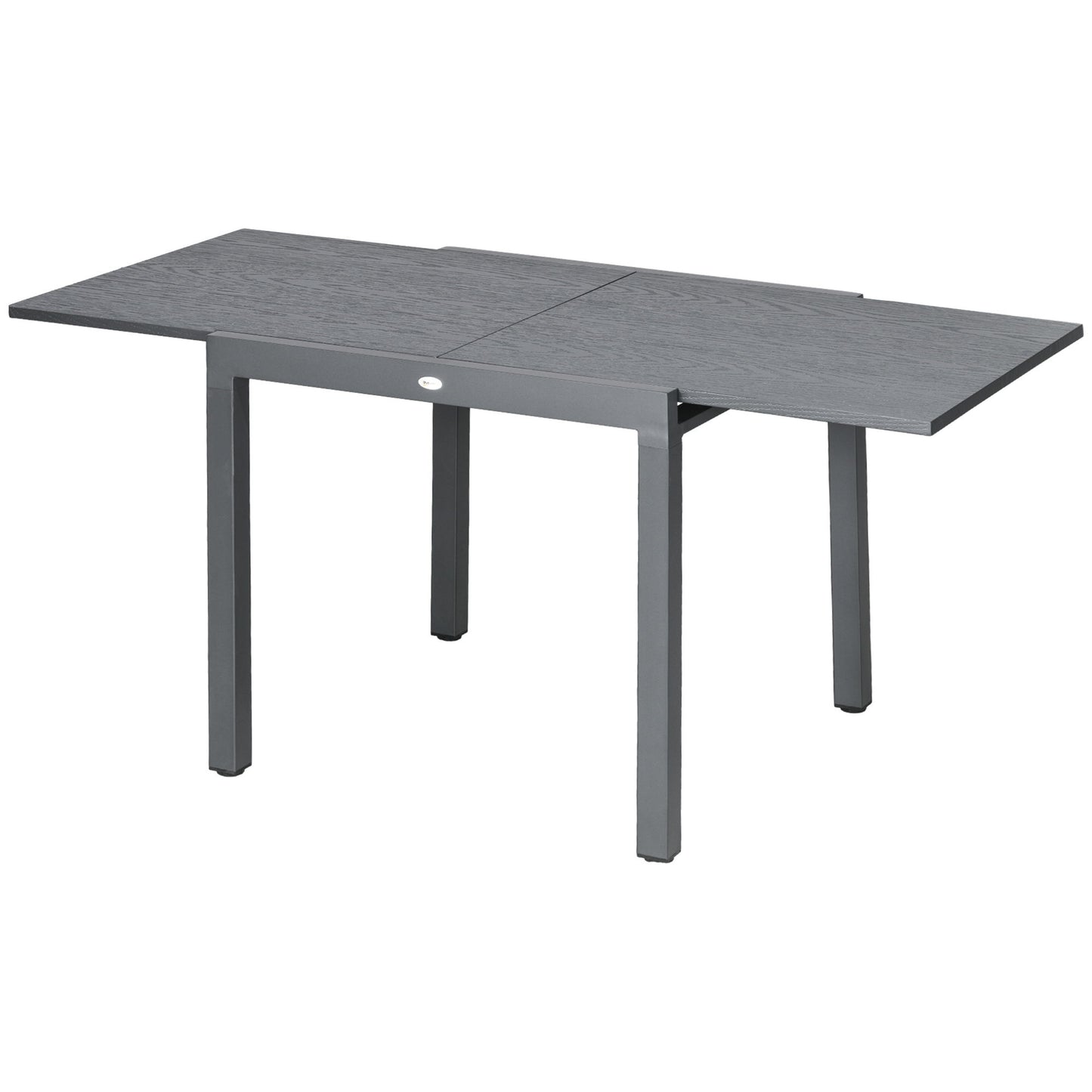 31.5"-63" Extendable Outdoor Dining Table for 4-6 with Aluminium Frame, Steel Tabletop Dark Grey