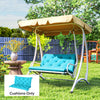 Garden Bench Cushion with Backrest, Non-Slip 2 Seater Thick Pad with Ties, Turquoise