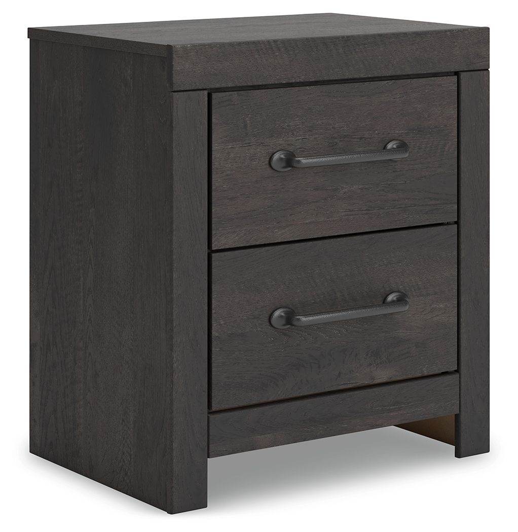 Hollivern - Two Drawer Night Stand - Dark Gray