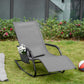 Patio Rocking Chair with Mesh Fabric, Outdoor Rocking Sling Sun Lounger with Removable Headrest and Side Pocket for Garden, Deck, Lawn, Grey