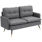 55" Loveseat Sofa, Linen Love Seat w/ S spring, Steel Legs and Button Tufting, Small Couch for Living Room, Dark Grey