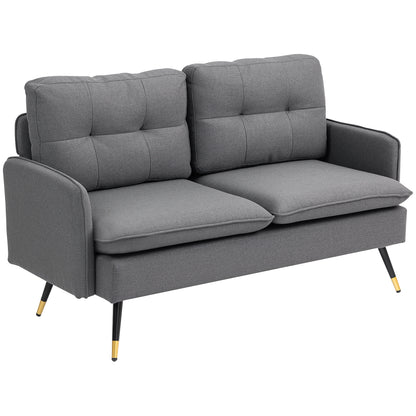 55" Linen Loveseat with Button Tufting - Dark Grey