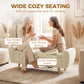 Storage Ottoman, 59" Corduroy End of Bed Storage Bench for King Size Bed with Wooden Legs and Rolled Arms, Beige