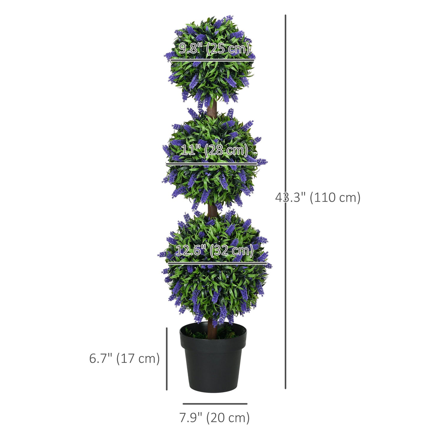 3.5ft Set of 2 Artificial Plants, Lavender Flowers Ball Trees with Pot, for Home Indoor Outdoor Decor