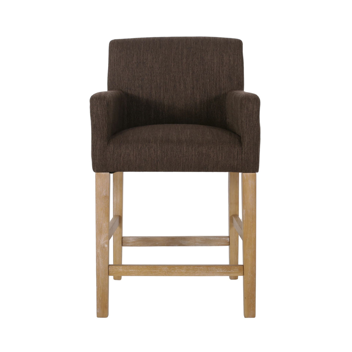 Set of 2 Upholstered Counter Stools with Durable Craftsmanship, Contemporary Style with Rubberwood Frame, 24" L x 23" W x 39.5" H, Brown