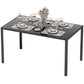 Rectangular Kitchen Table for 4 People, Dining Table with Tabletop Tempered Glass for Dining Room, Living Room, Black