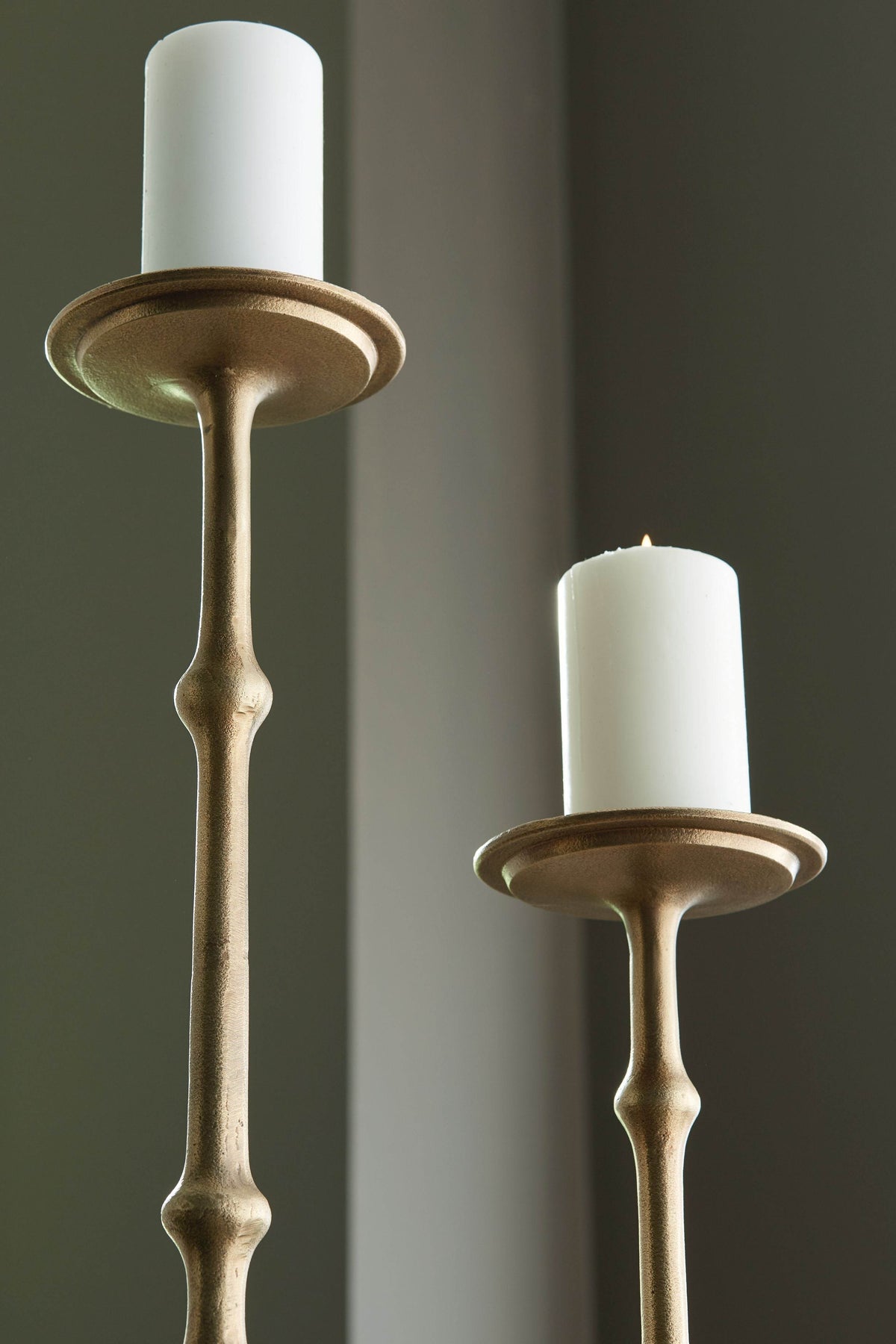 Larwick - Antique Brass Finish - Candle Holder Set (Set of 2) - Forward Furniture