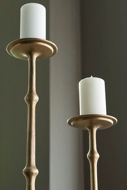 Larwick - Antique Brass Finish - Candle Holder Set (Set of 2) - Forward Furniture