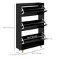 Slim Shoe Storage Cabinet with 3 Flip Drawers and Adjustable Shelves, Shoe Cabinet for 18-24 Pairs, Black