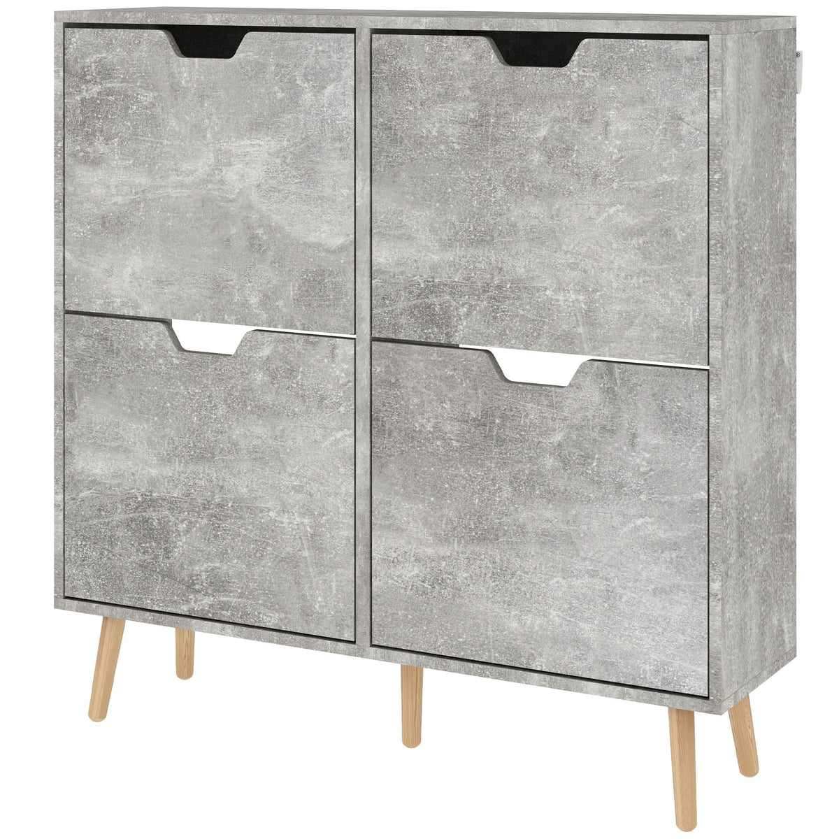 Shoe Storage Cabinet with 4 Flip Drawers and Adjustable Shelf, Shoe Cabinet for 8-16 Pairs of Shoes, Cement Grey