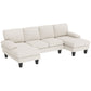 Sectional Sofa, U Shaped Couch with Double Chaise, Pillow-top Armrests and Spring Cushions, 2200lb Capacity, Beige