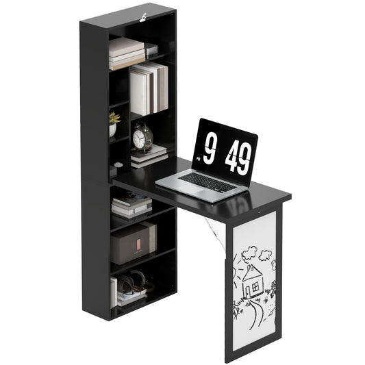 Fold-Out Wall Mount Desk with Whiteboard - Black