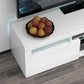 Modern TV Stand with Storage and LED Lights for TVs up to 55", TV Cabinet with Open Compartments, High Gloss White
