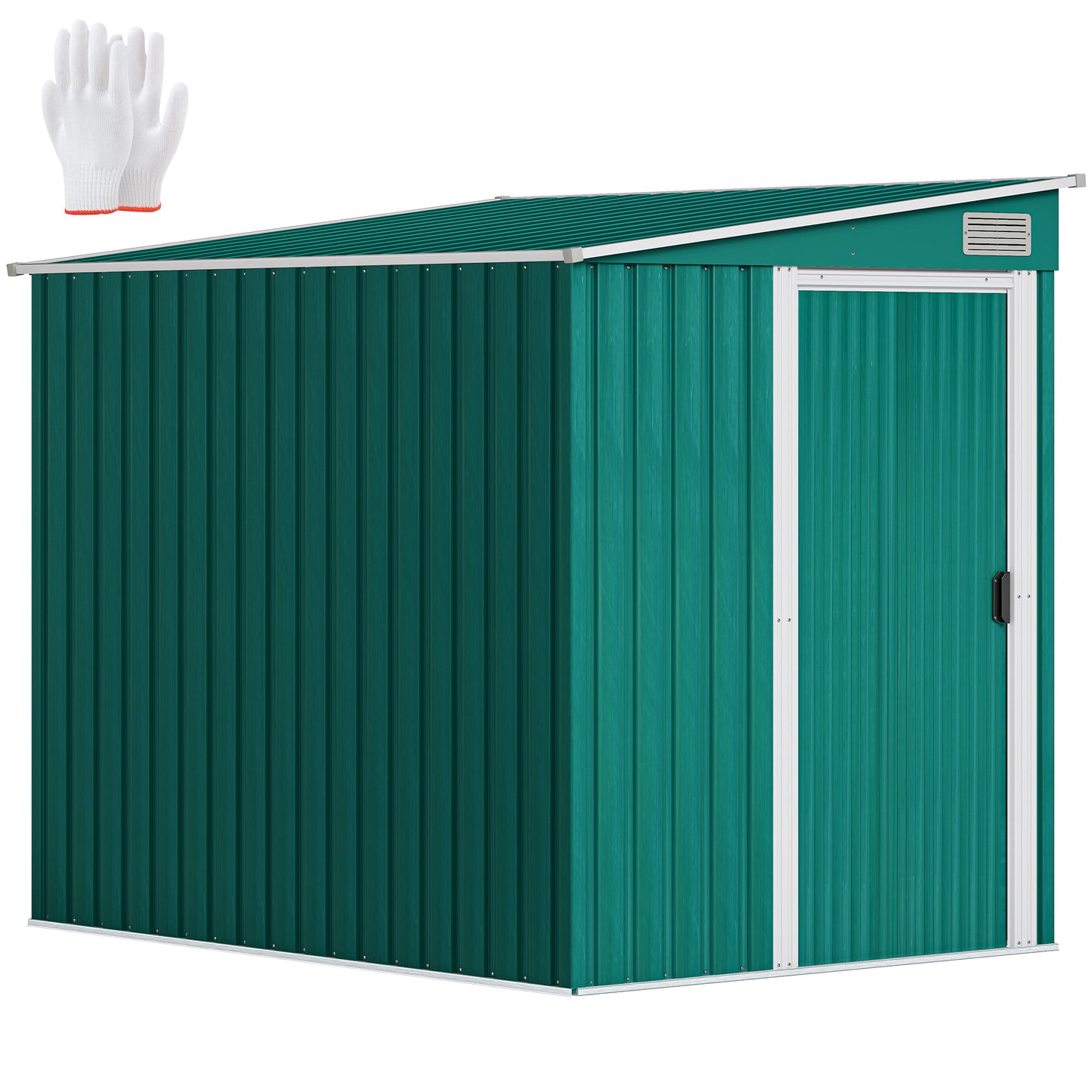 5' x 7' Galvanized Lean-To Shed with Sliding Doors and Foundation