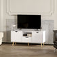 TV Stand with Storage for up to 50" TV, Modern TV Table with Open Shelf, Drawer and 2 Cabinets, White