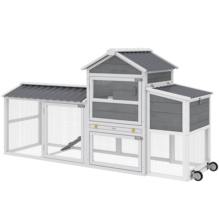 80" Wood Chicken Coop with Wheels and Nesting Box