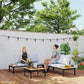 4 Piece L Shaped Garden Furniture Set, 4 Seater Outdoor Corner Garden Set, 2 Loveseats, 2 Coffee Tables, Teak