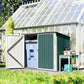 Outdoor Steel Wheelie Trash Can, Storage Shed With Double Door & Lid Rubbish Cover for 2 Trash Cans
