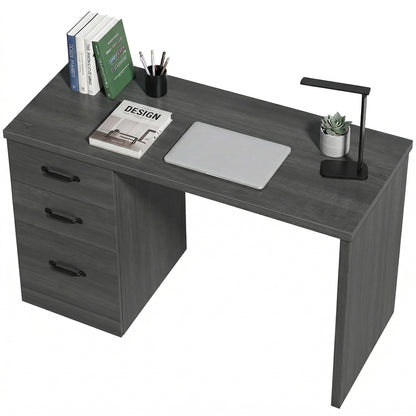 47" Computer Desk with 3 Drawers - Black