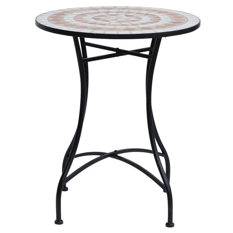 23.5" Mosaic Round Patio Table with Ceramic Top