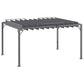 12.8' x 9.7' Louvered Pergola with Retractable Roof, Metal Pergola for Lawn Garden Patio, Grey